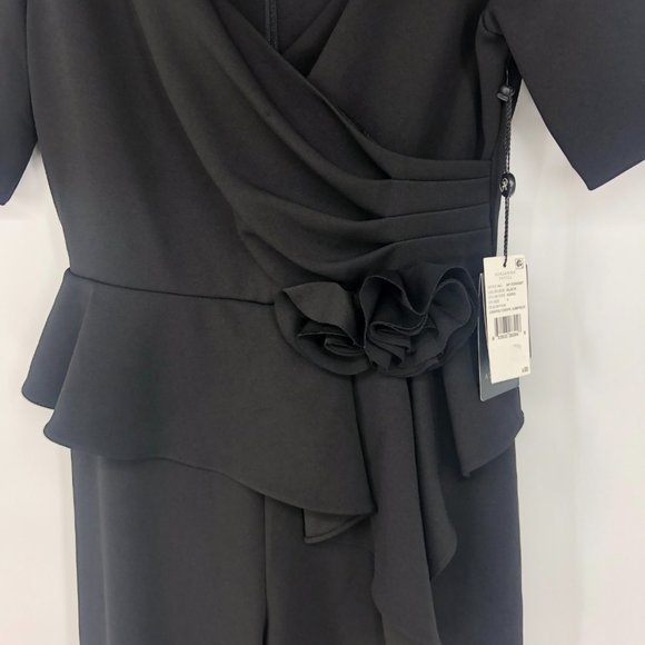 Adrianna Papell Draped Crepe Black Jumper Jumpsuit Size 4 NWT - Picture 10 of 10